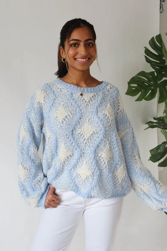 These keywords help define the specific style or feel of a sweater, allowing for more targeted searches or descriptions. Are you looking for a particular sweater style or just exploring different options?West Coast Sweater in Blue