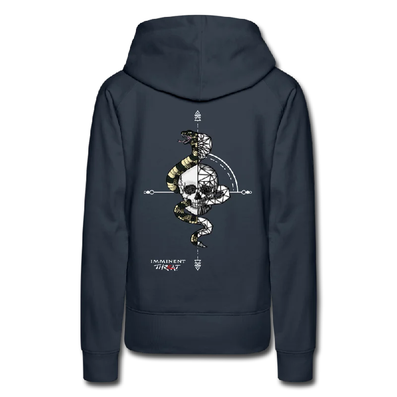 V-neck sweatshirt – Sweatshirt with a V-shaped neckline, less common than crew or hooded necksWomen’s B/W Geo Snake & Skull Hoodie